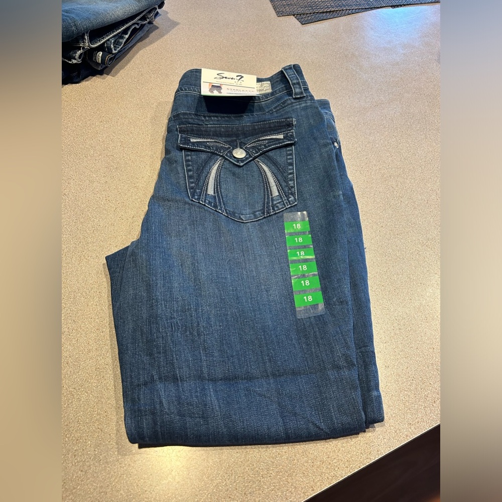 Seven Mid Rise Skinny Dark Wash Jeans Size 18